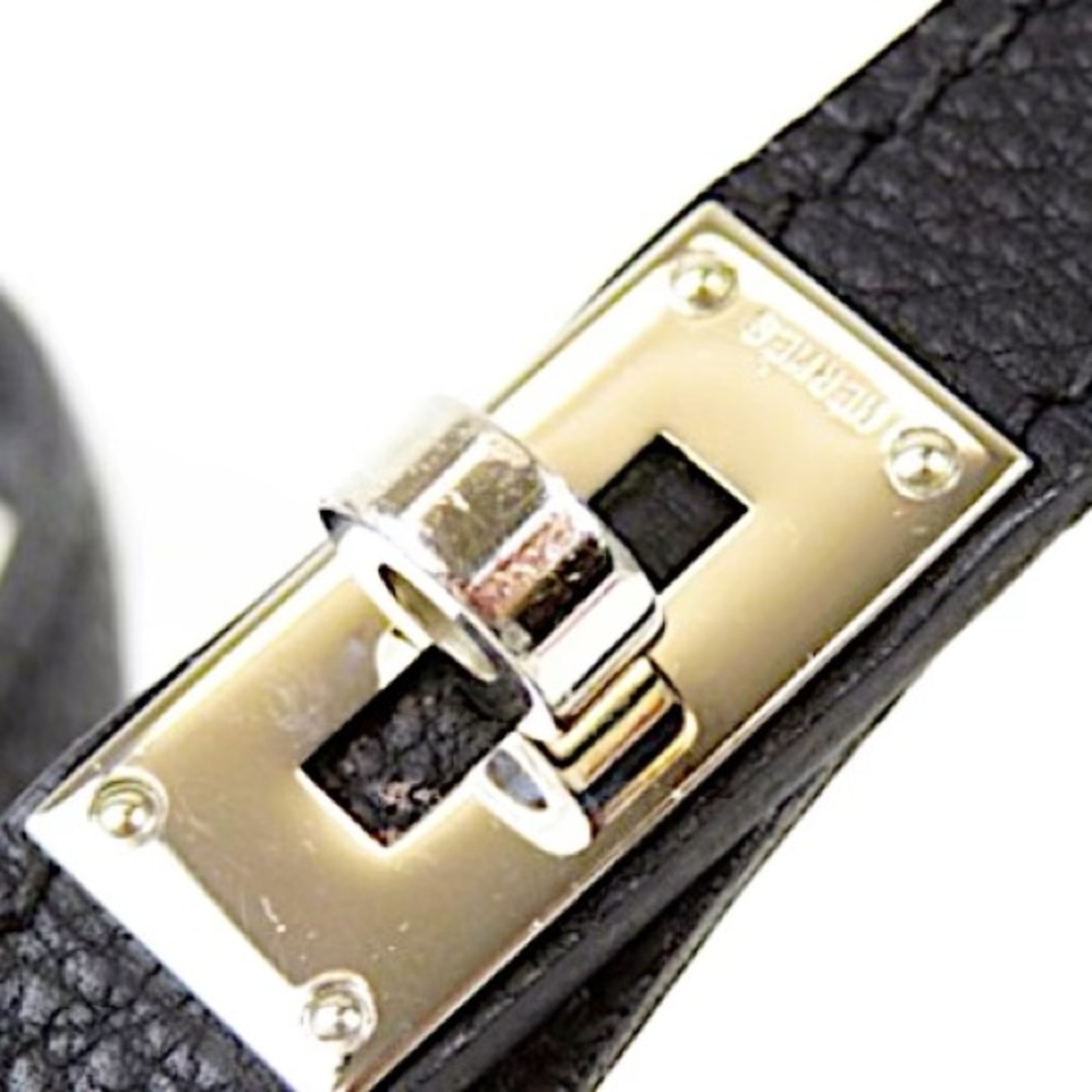Authentic Hermès Black Kelly Cadena Dog Collar & Leash in Togo Leather - Picture 3 of 8
